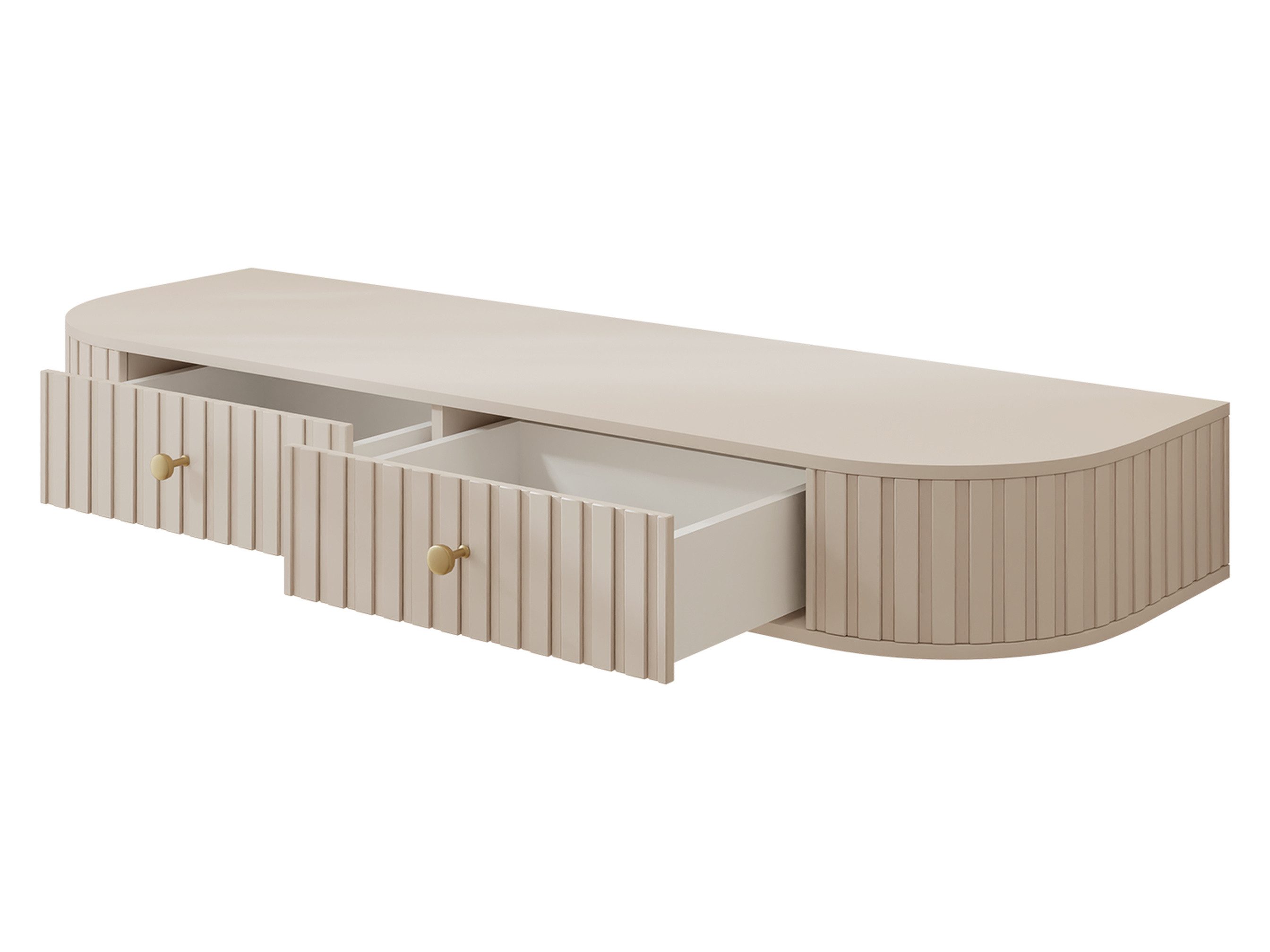 MIRJAN24 Schminktisch Sepiroz 2S (mit zwei Schubladen), Griffe aus Metall in der Farbe Gold, 123x36x18 cm