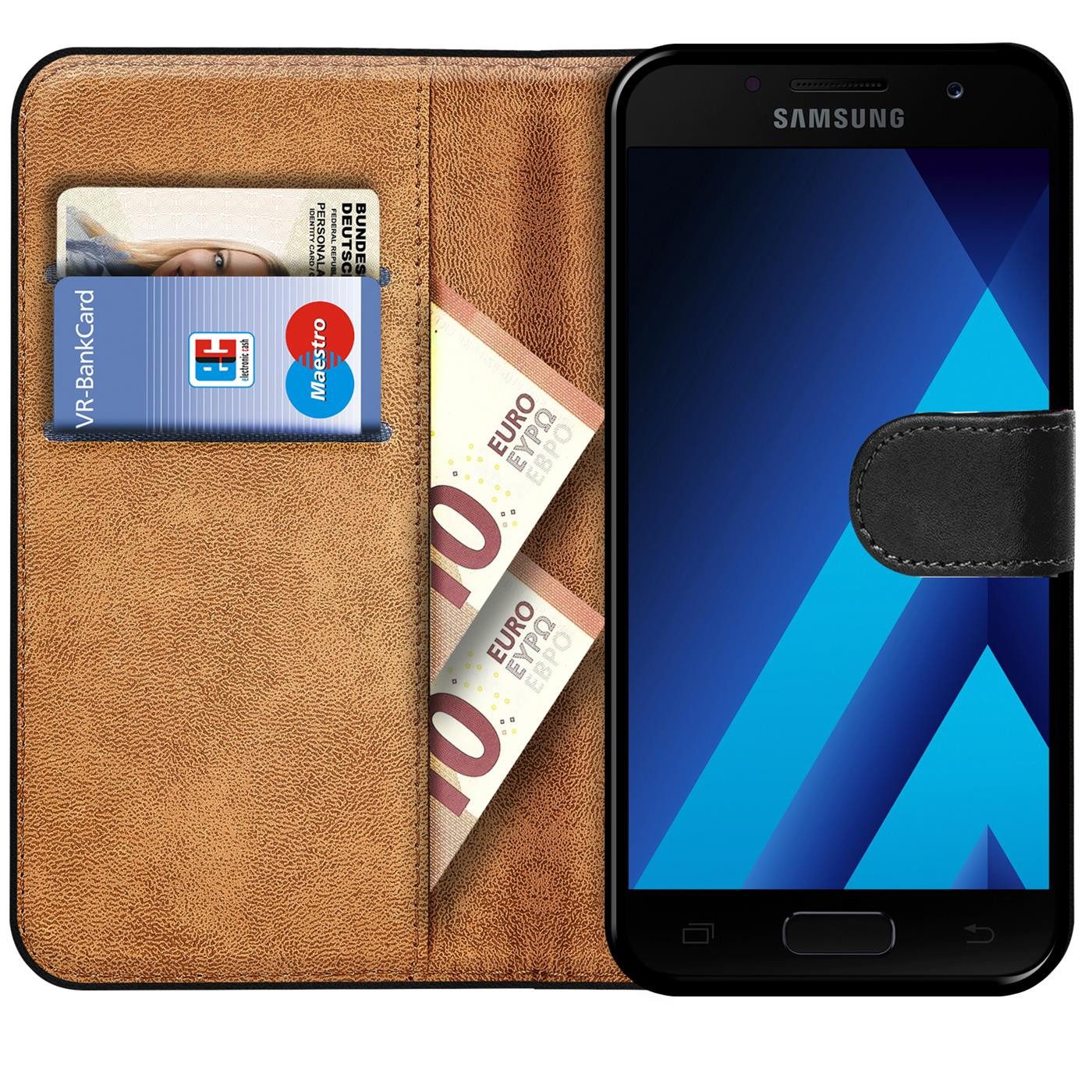CoolGadget Handyhülle Wallet Klapp Tasche Book Case für Samsung Galaxy A3 2017 4,7 Zoll, Hülle Klapphülle Flip Cover Etui Schutzhülle