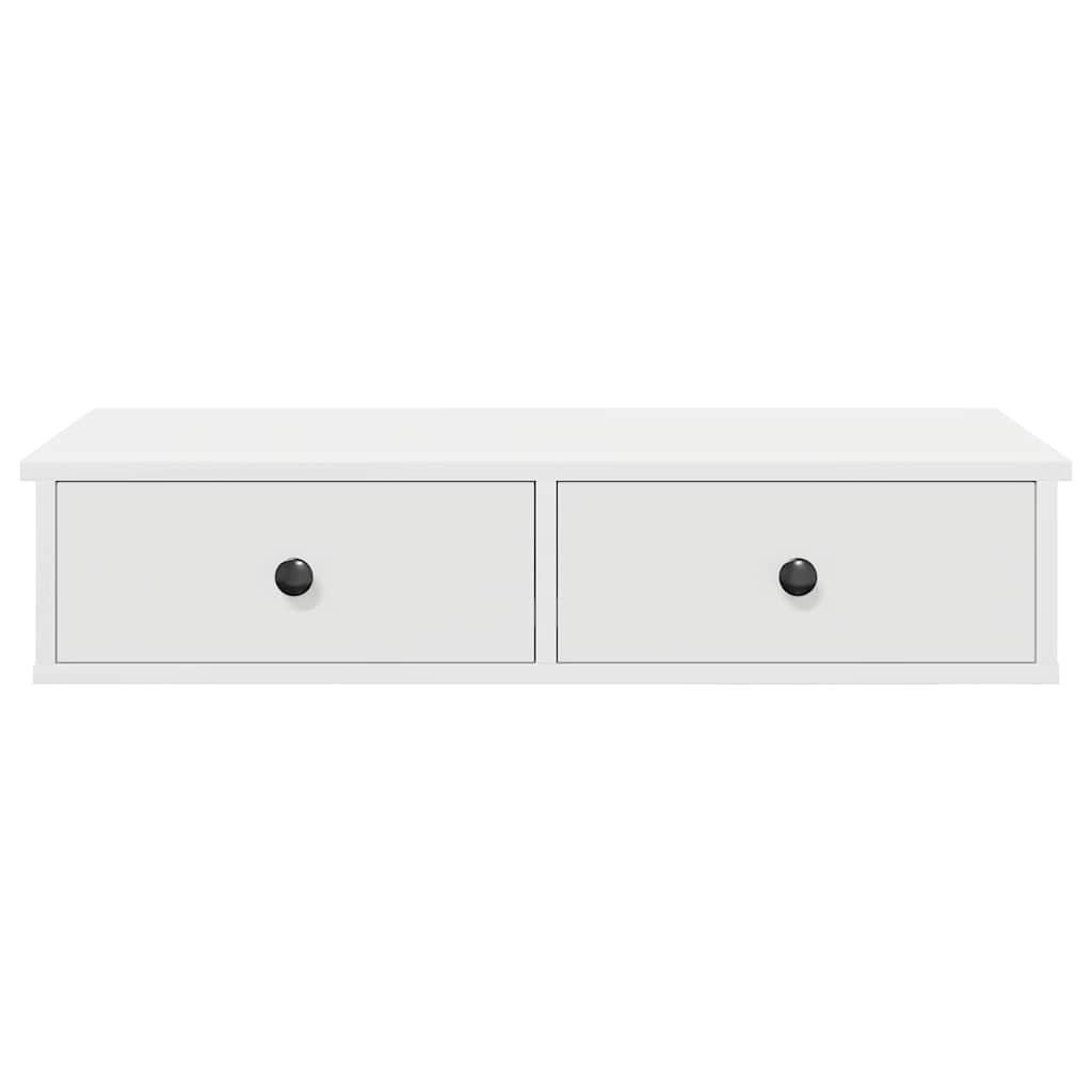 vidaXL Regal Wandregal mit Schubladen Weiß 80x34x17 cm Holzwerkstoff, 1-tlg. – Bild 4 von 5