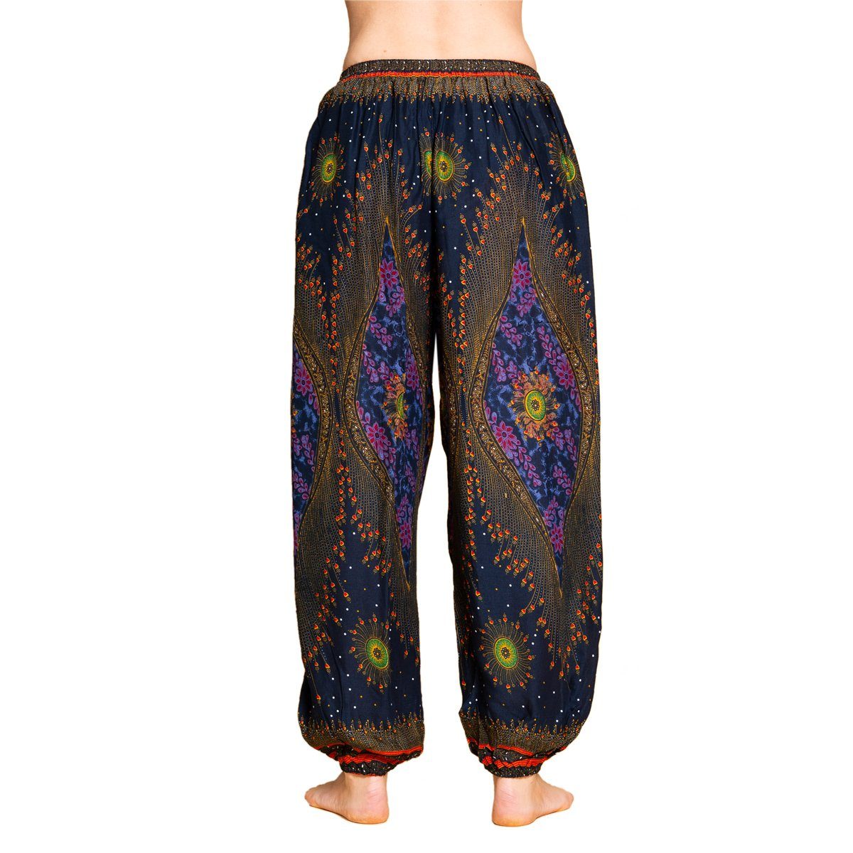 PANASIAM Stoffhose Muckhose als Sommerhose Peacock Pumphose natürlicher Viskose Freizeithose im V07 hochwertiger Nacht Blau leichte Haremshose aus Design