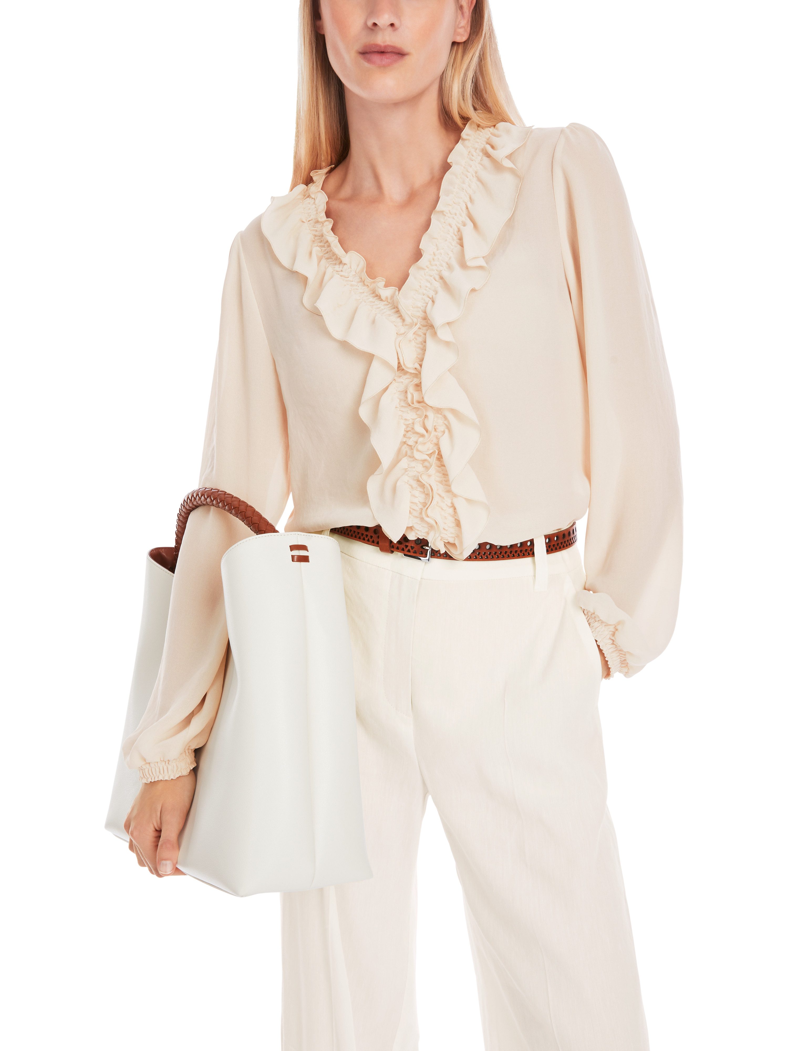 Marc Cain Schlupfbluse "Trip to France" Premium Damenmode Rüschenbluse "Ret günstig online kaufen