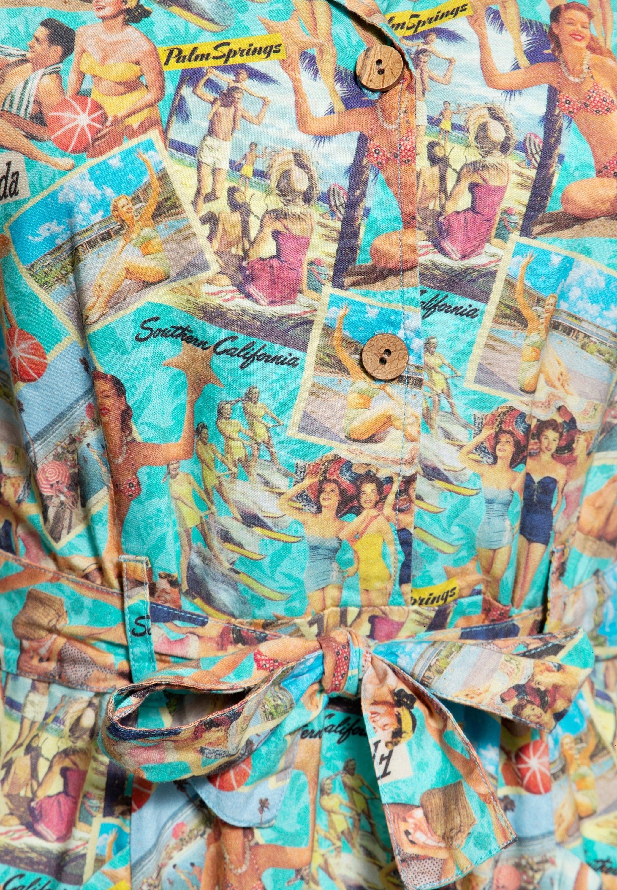 im All-over-Print Look mit QueenKerosin Blue (1-tlg) Jeanskleid 50s Heaven