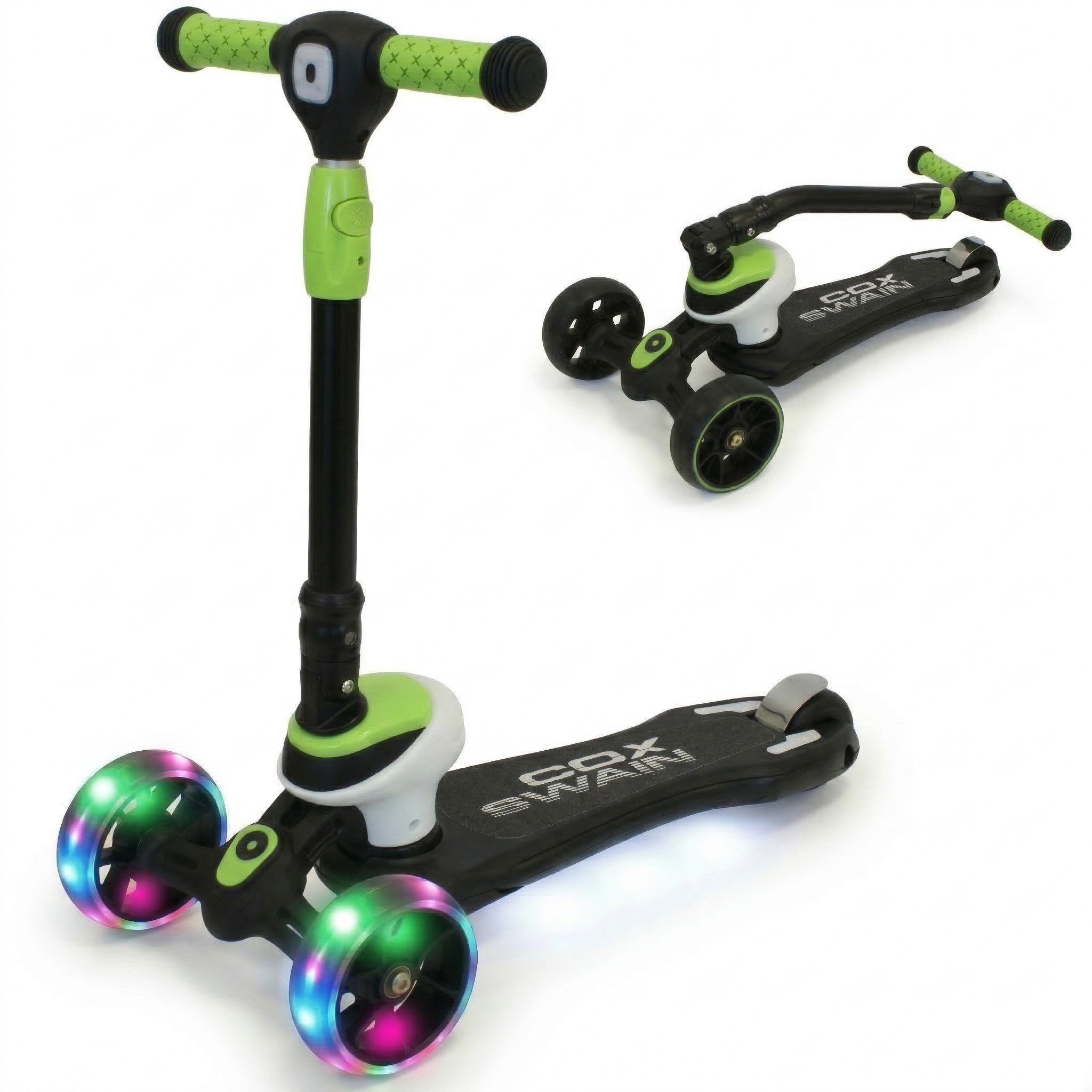 Cox Swain Dreiradscooter COX SWAIN Kinderroller FLEX 3-Rad mit LED-Leuchtrollen, klappbar, Sicherer 3-Rad Scooter mit LED-Rollen, klappbar & höhenverstellbar.