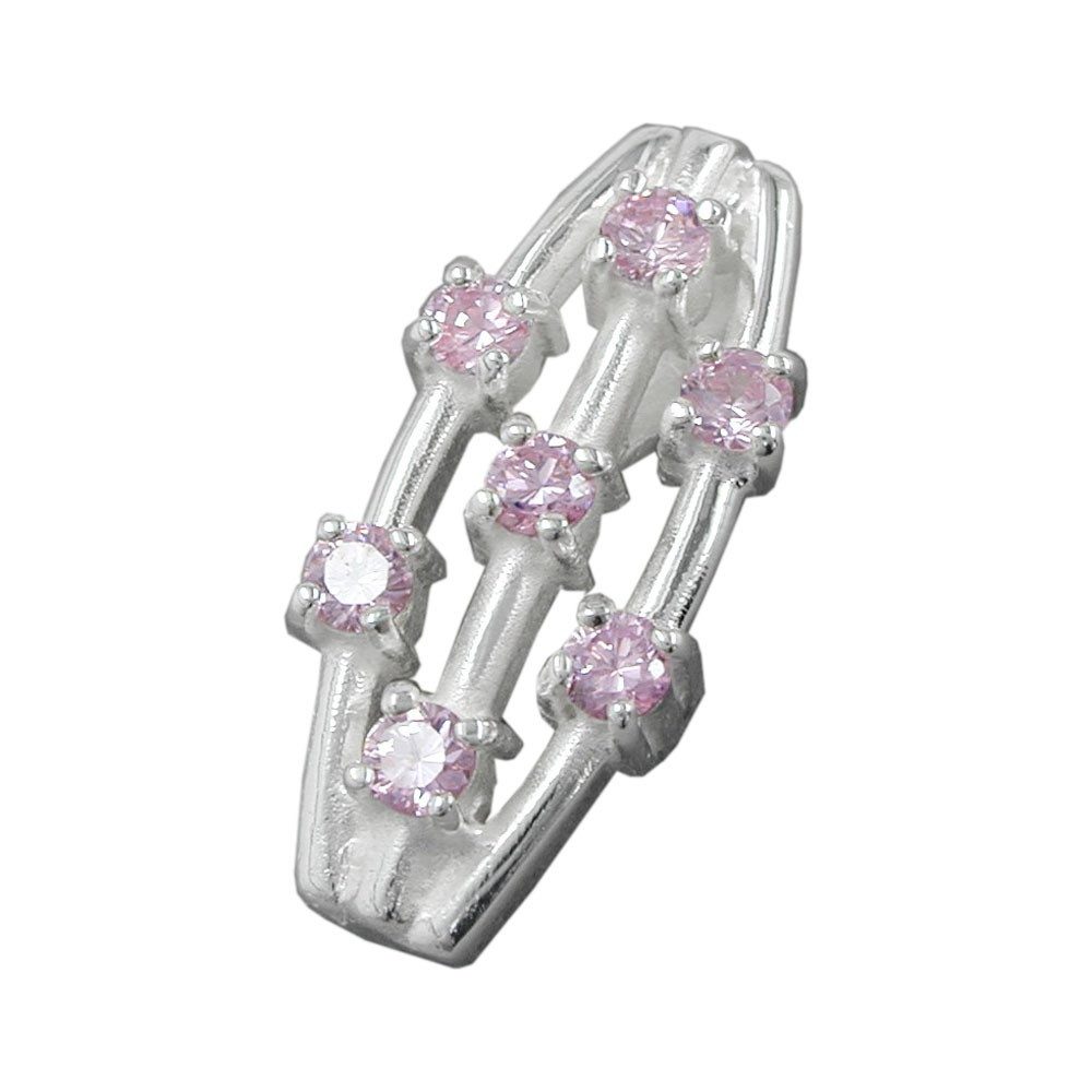 Schmuck Krone Kettenanhänger Anhänger mit Zirkonia pink, echtes 925 Silber, Silber 925