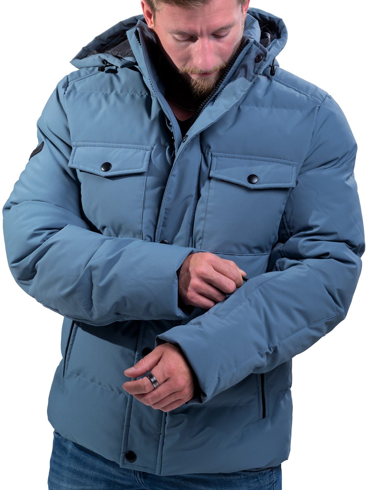 Poolman Winterjacke Winterjacke mit Kapuze mit abnehmbarer Kapuze und Stehk günstig online kaufen