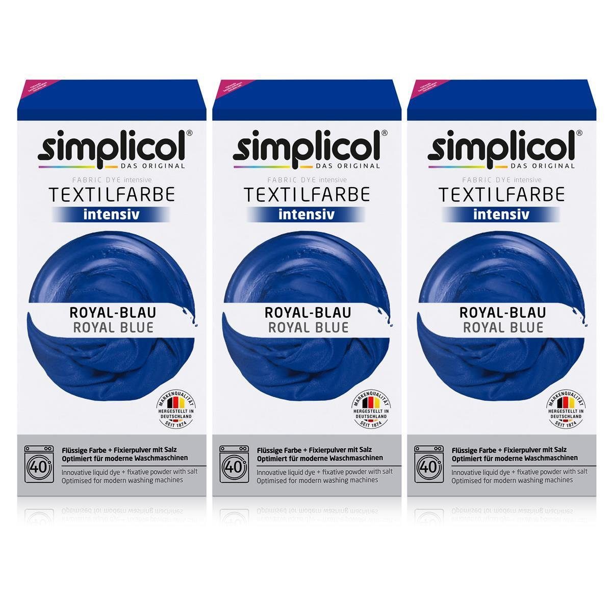 Textilfarbe Simplicol Textilfarbe intensiv Royal-Blau - Einfaches Färben (3er Pack