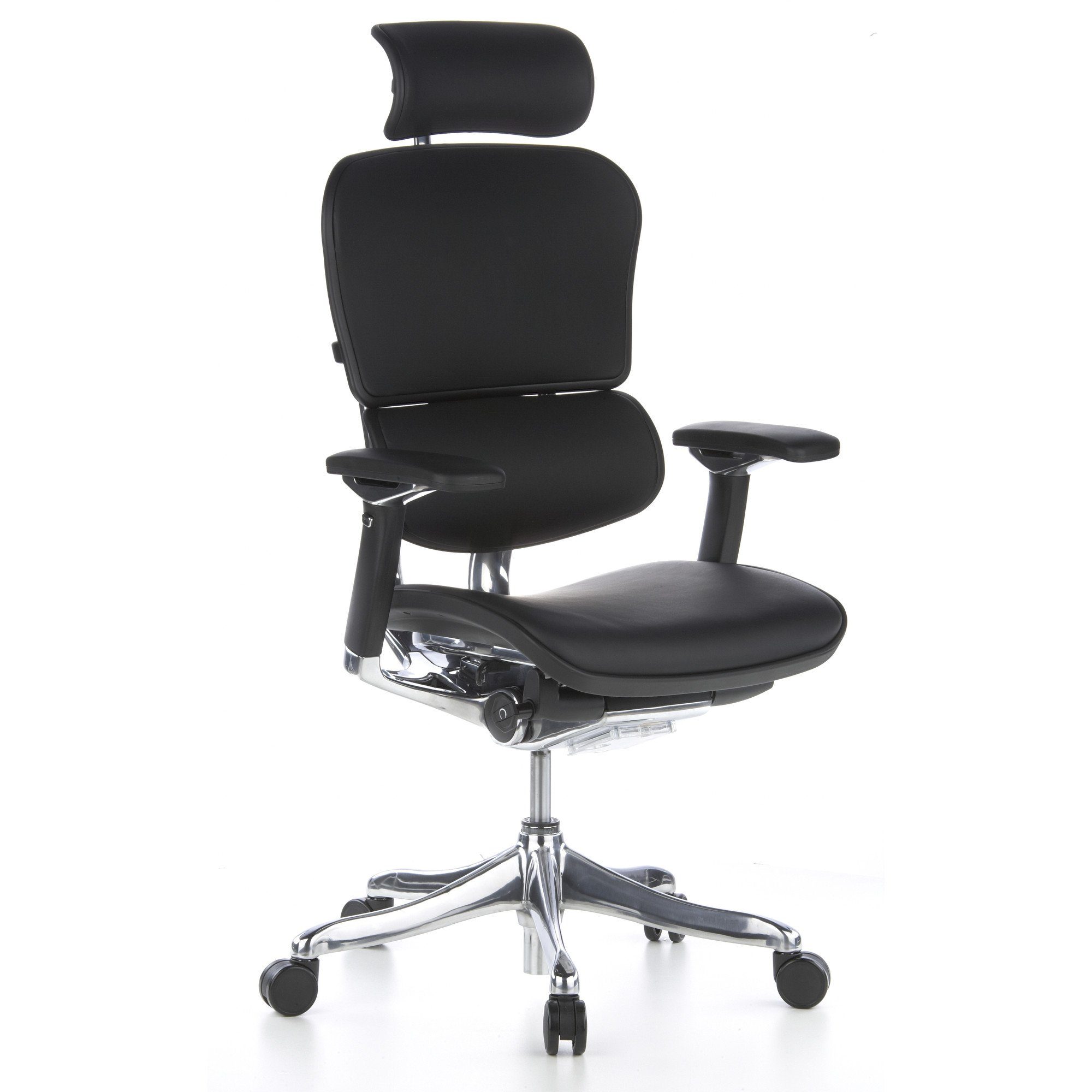 St), OFFICE Schreibtischstuhl hjh Drehstuhl Leder ergonomisch End Schwarz ERGOHUMAN (1 PLUS Bürostuhl High