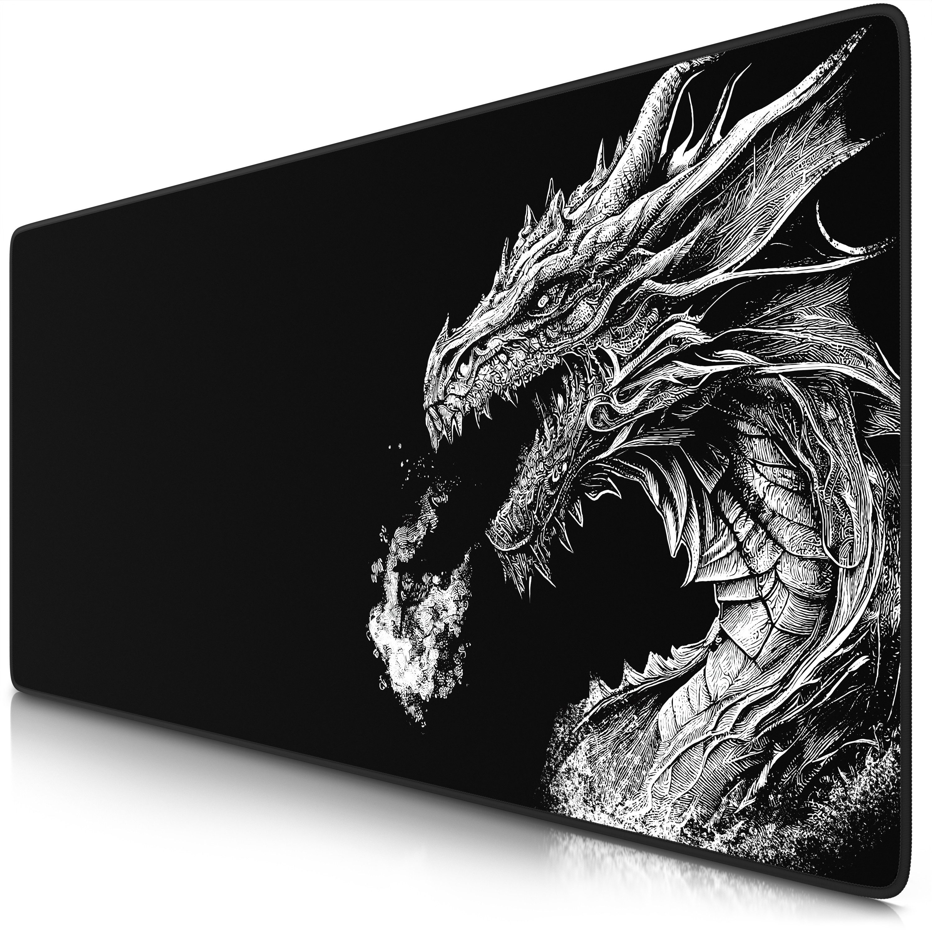 Titanwolf Gaming Mauspad XXL Speed Mousepad 900 x 400 x 3 mm, Schreibtischauflage, abwaschbar (1-St), rutschfeste Rückseite, Geschwindigkeit & Präzision, Black Dragon