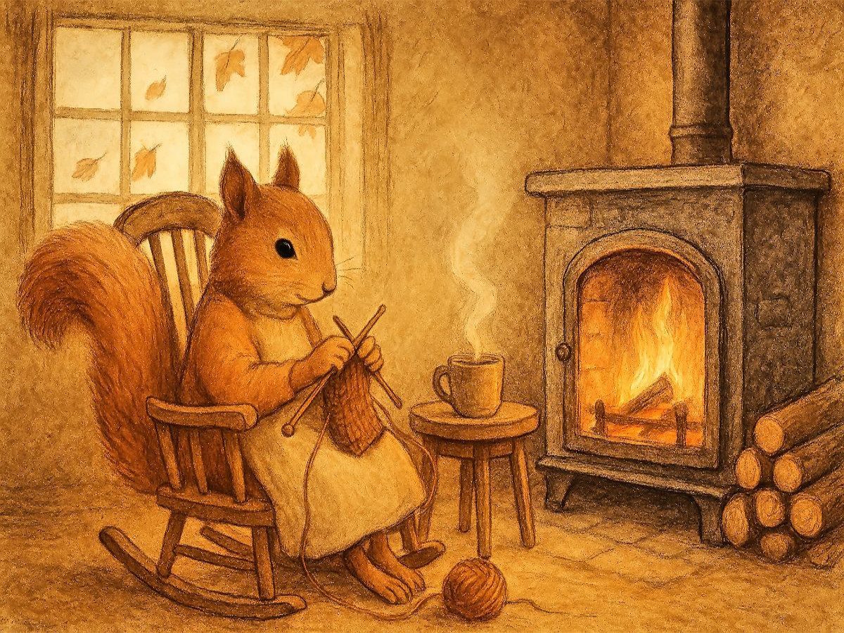 CALVENDO Puzzle CALVENDO Puzzle Kaminträume – Das strickende Eichhörnchen, günstig online kaufen