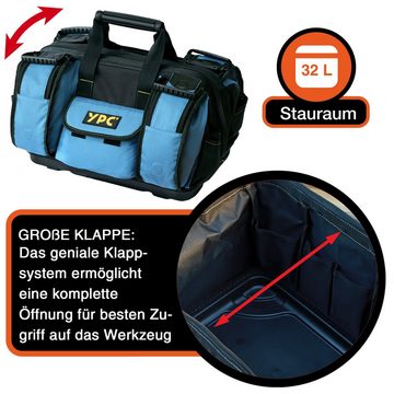 YPC Umhängetasche "Craftsman" Werkzeugtasche XXL, 42x30x25cm, 40 Liter, Verstärkte Nähte, Schultergurt mit Polster, Kunststoff-Handgriff