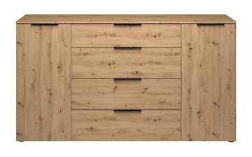 Maja Möbel Sideboard TREND WOOD, B 180 x H 100 cm, Asteiche Dekor, 2 Türen und 4 Schubladen mit Soft-Close-Funktion