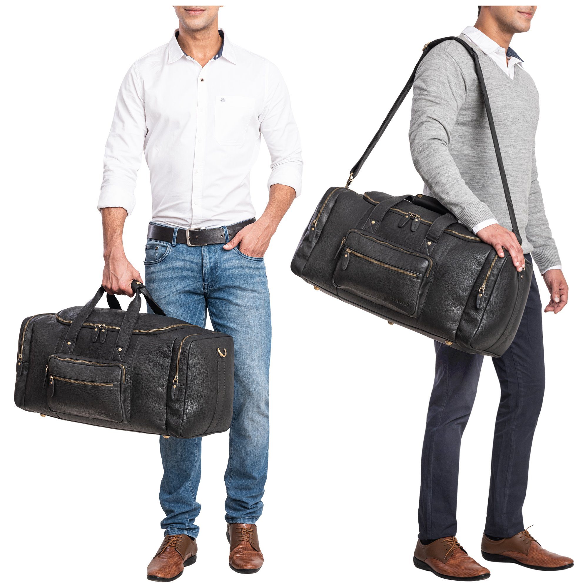 "Journey" Reisetasche schwarz STILORD groß Reisetasche Leder