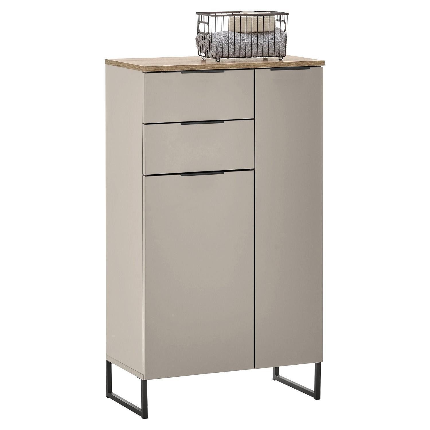 Bega Consult Midischrank DENVER, 2 Türen, 2 Schubladen, Beige, Evoke Eiche Dekor, B 60 x H 106 x T 32 cm
