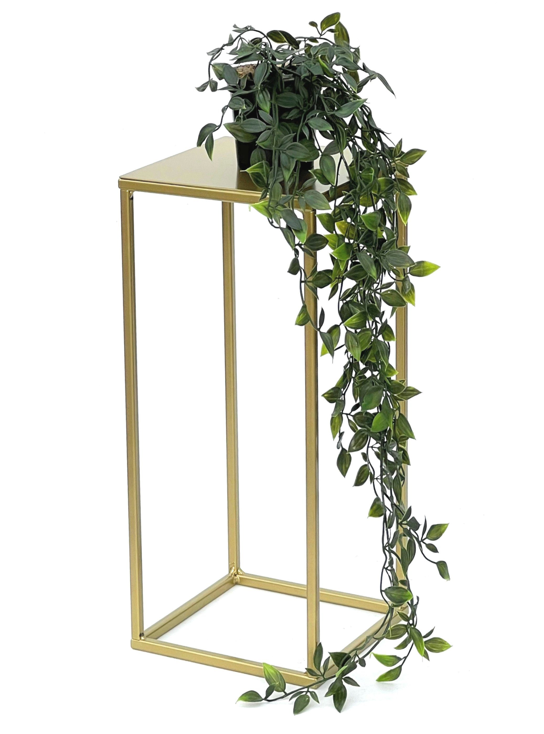 DanDiBo Blumenständer Blumenhocker Metall Gold Eckig 82-42 cm Blumenständer Beistelltisch | Blumenständer