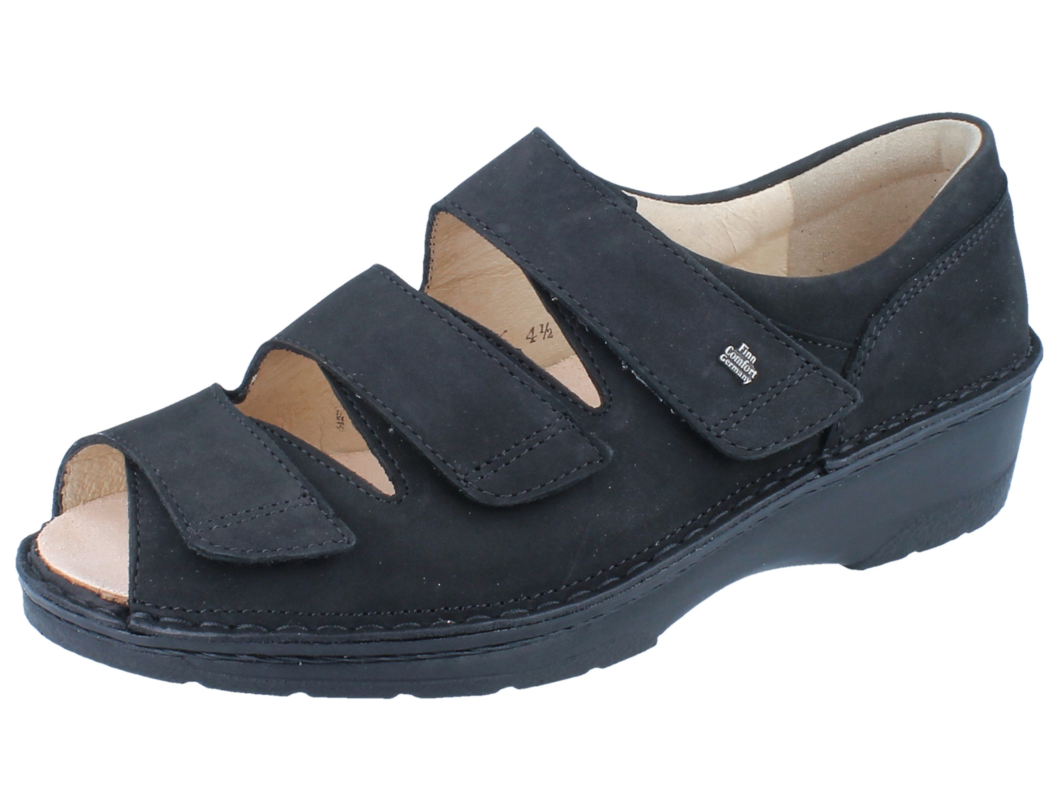 Finn Comfort FINN COMFORT Ischia Damen Sandale schwarz Nubukleder - Größe: UK 8,5 Sandale Wechselfußbett