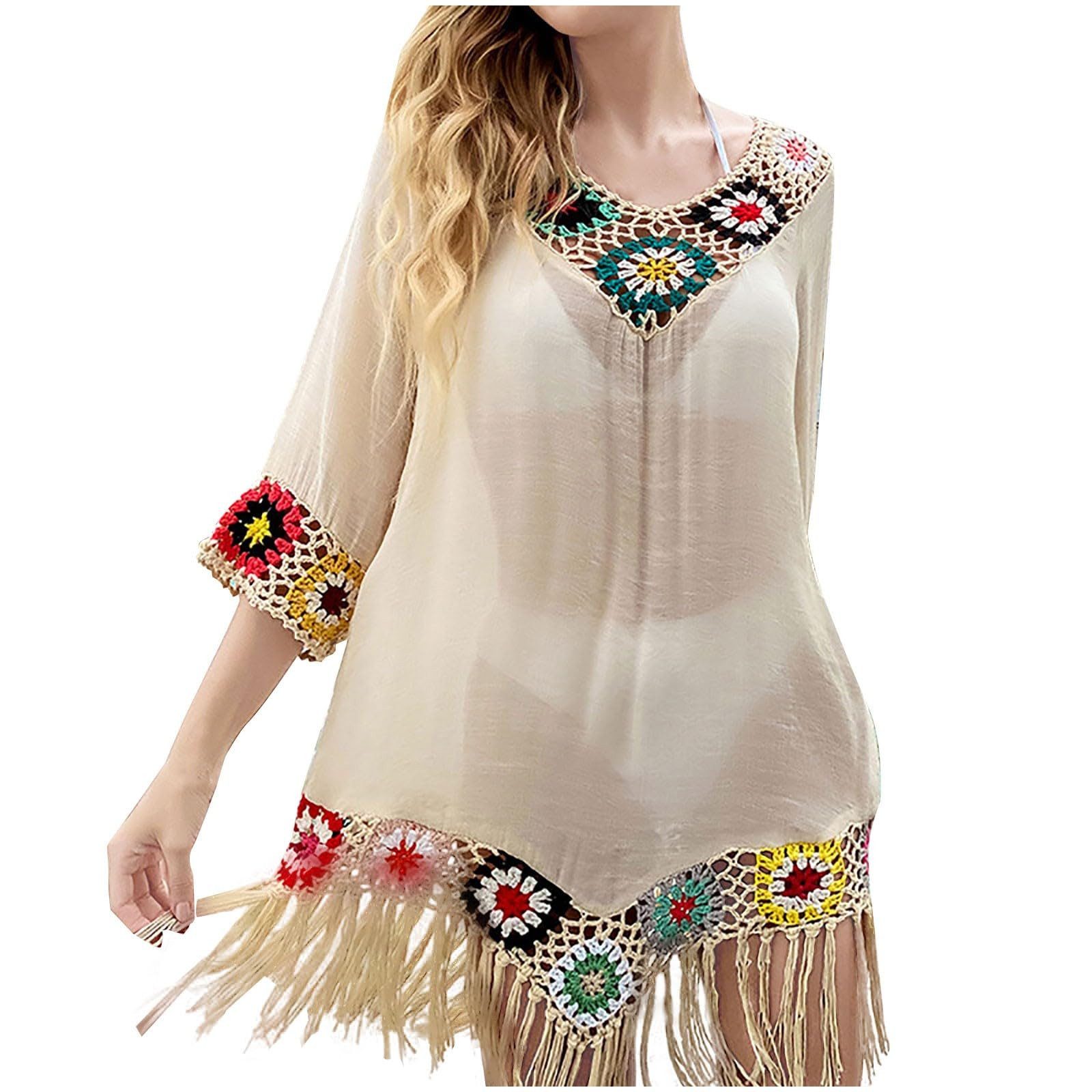 RWEUOQ Strandkleid Damen Fransen Bikini Cover günstig online kaufen