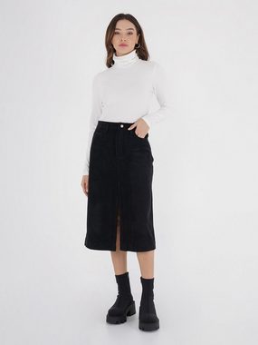 Freshlions Cordrock Freshlions Corduroy Slit Midi Skirt schwarz M