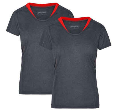 James & Nicholson Laufshirt Doppelpack Damen Kurzarm Laufshirt Running T-Shirt JN471 (Doppelpack, 2 Stück) Atmungsaktiv und Feuchtigkeitsregulierend