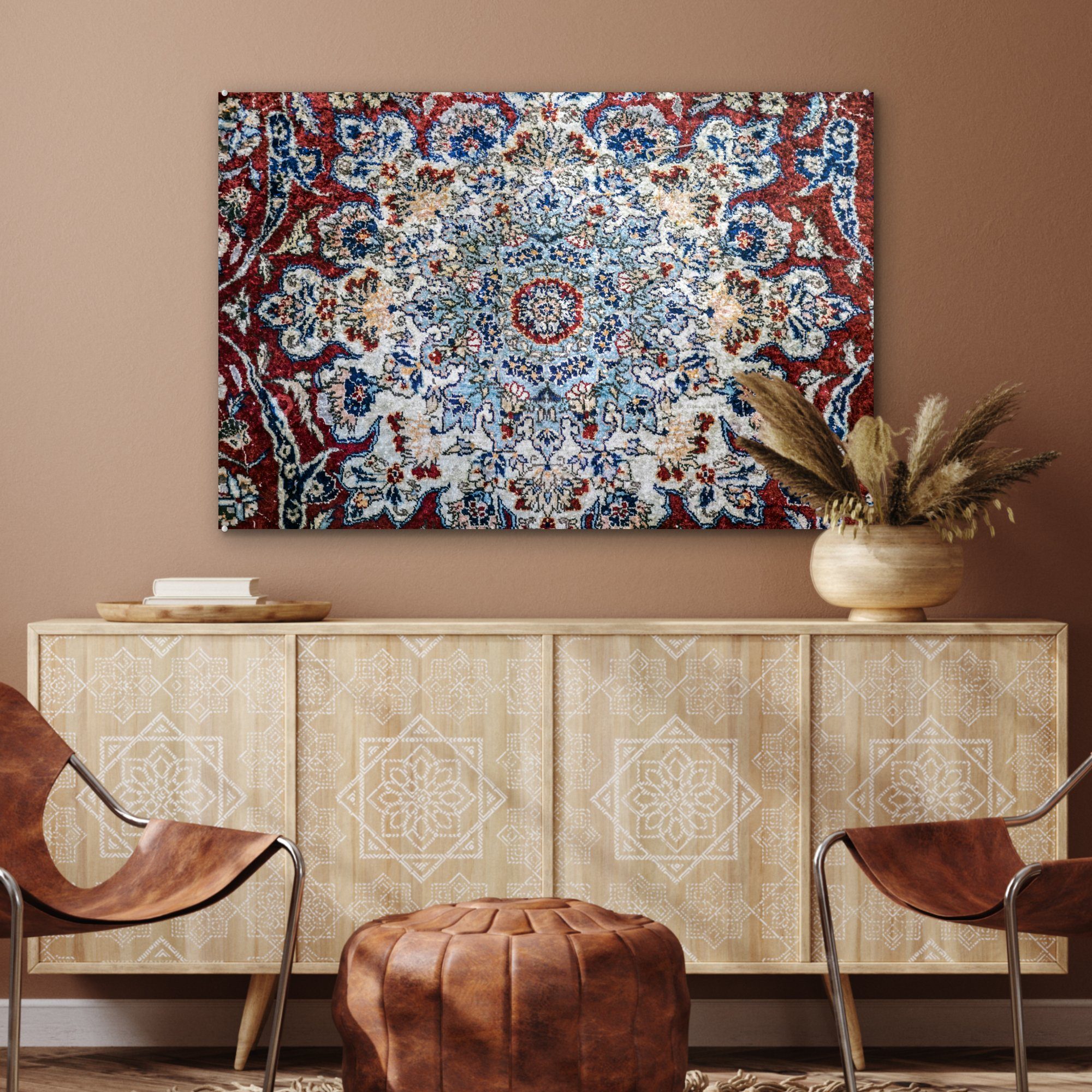 MuchoWow Acrylglasbild Persische Teppiche Wohnzimmer St), Teppiche (1 Schlafzimmer & Acrylglasbilder Mandala, - 