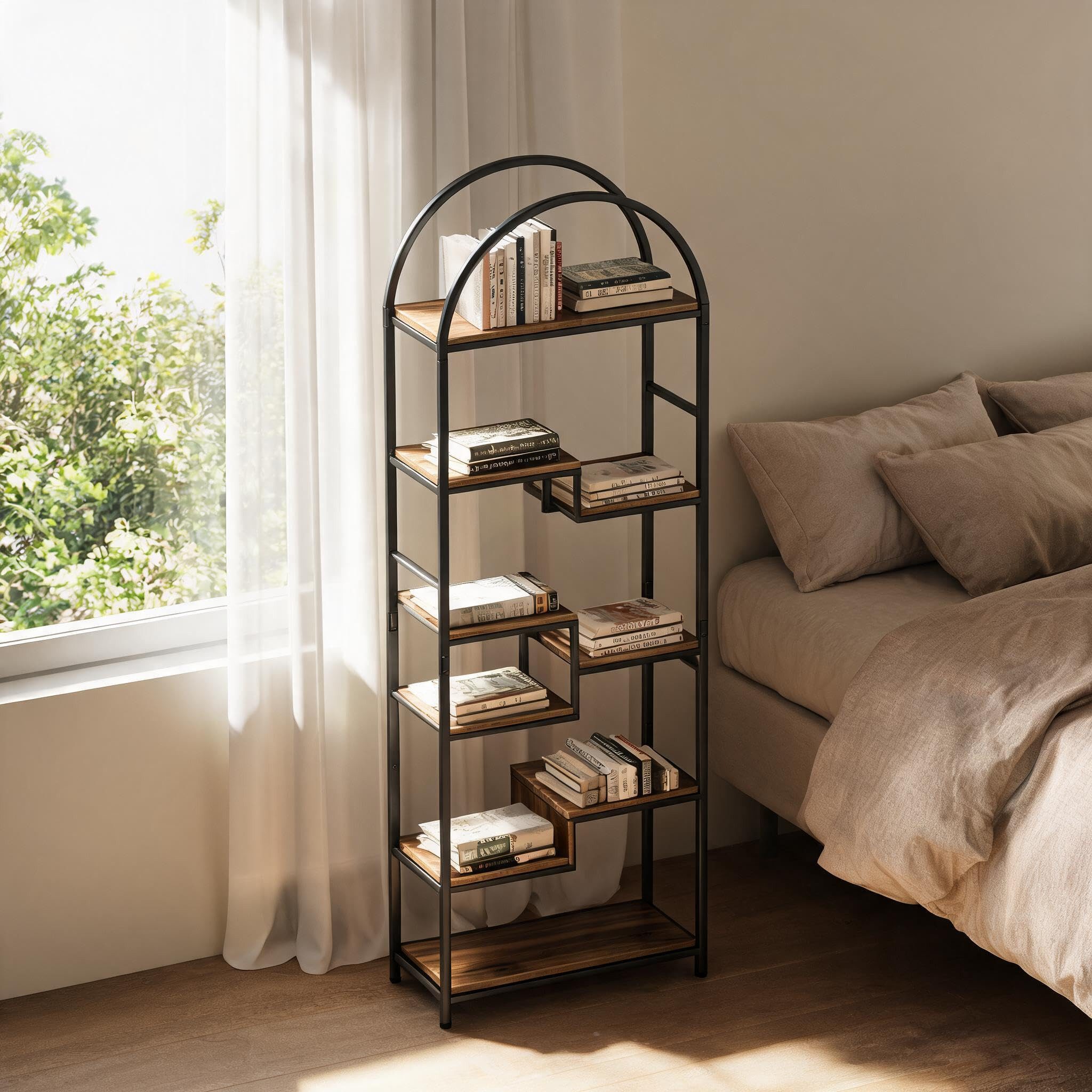 GarveeMore Bücherregal Multifunktionaler Standregal Stufenregal Stauraumregal Küchenregal, 1-tlg., 30x60x170 cm Regal Für Küche, Schlafzimmer Wohnzimmer oder Bü – Bild 5 von 5