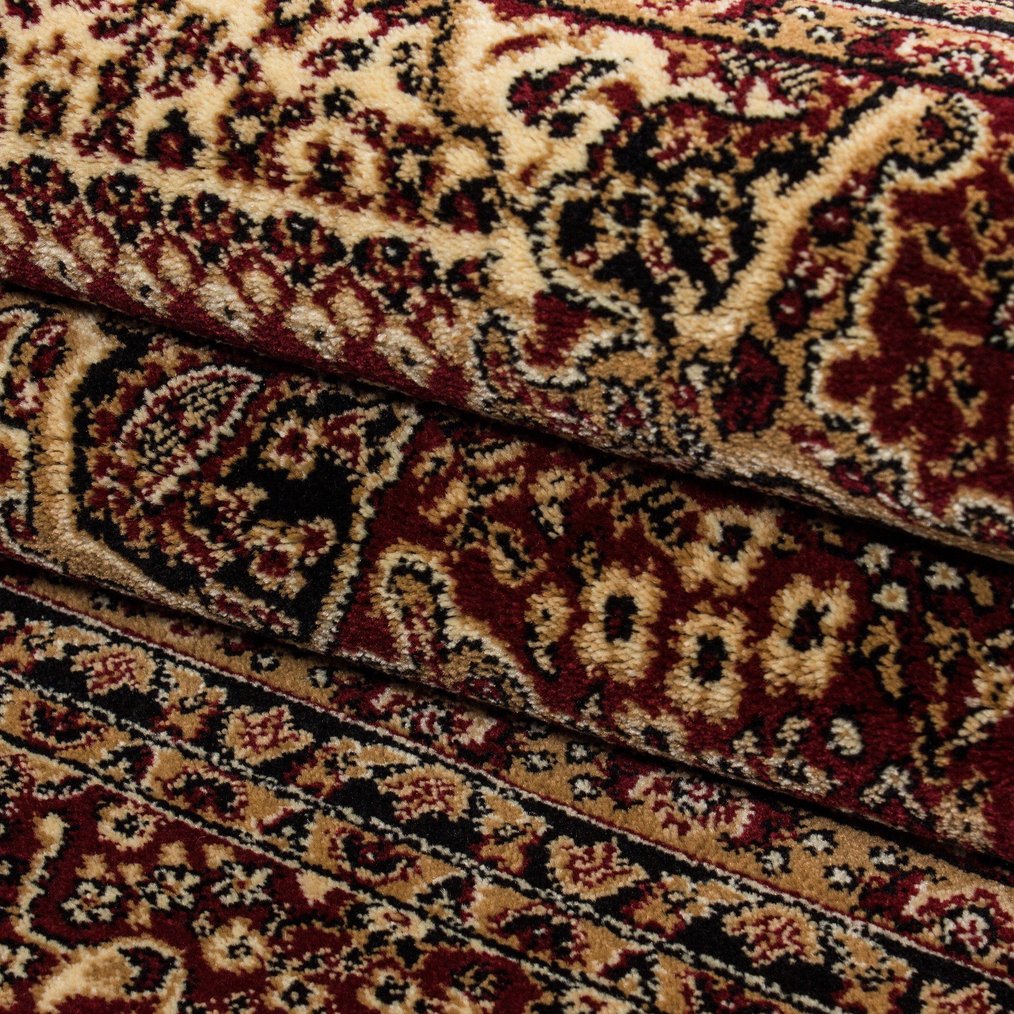 Orientteppich Teppich Orient Kurzflor rechteckig, Optik Angeycasa, Oriental Bordüre, Wohnzimmer mm, 12 Rot Höhe: Esszimmer