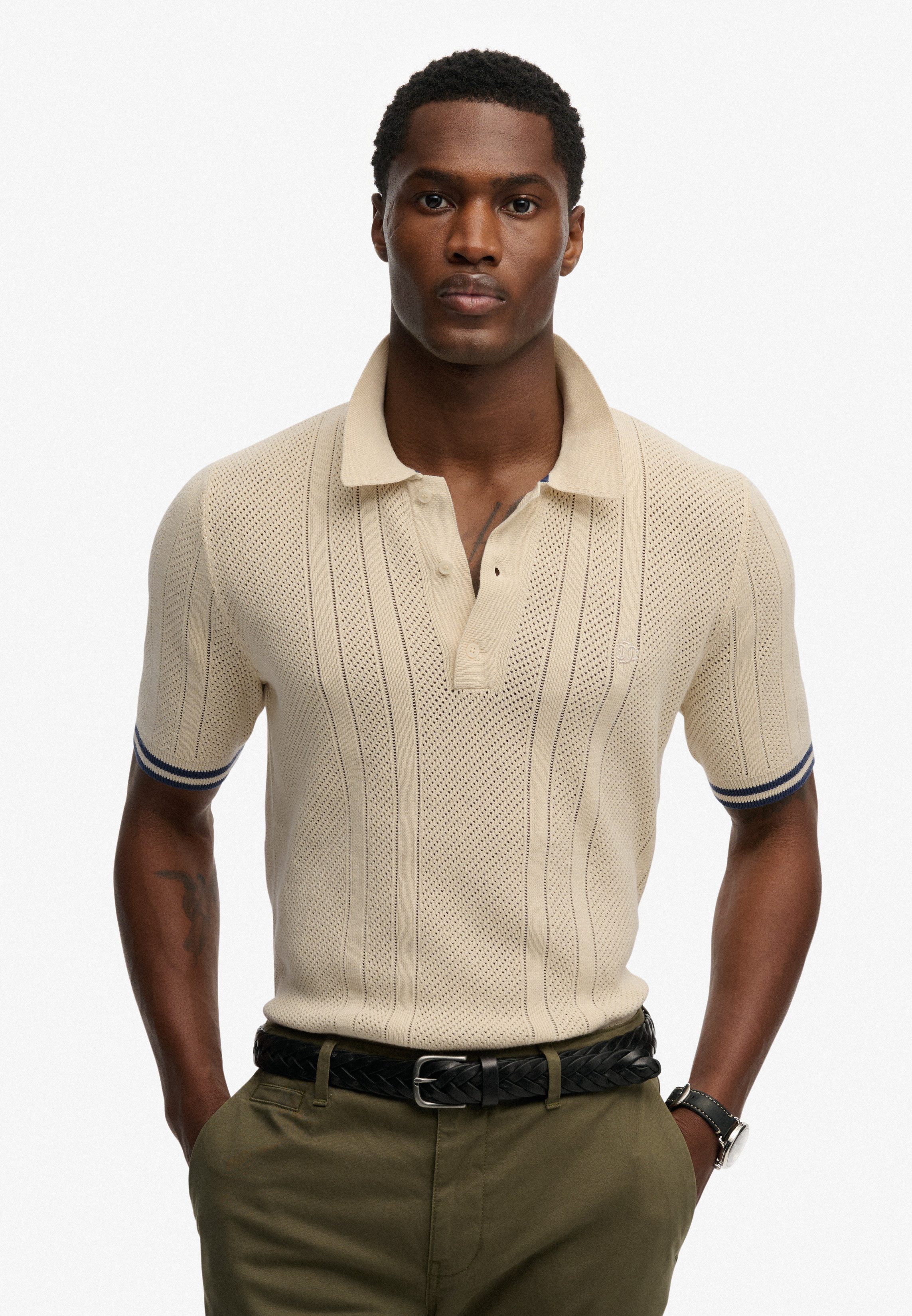 Superdry Poloshirt KNITTED TEXTURE S/S POLO Baumwolle, relaxed fit
