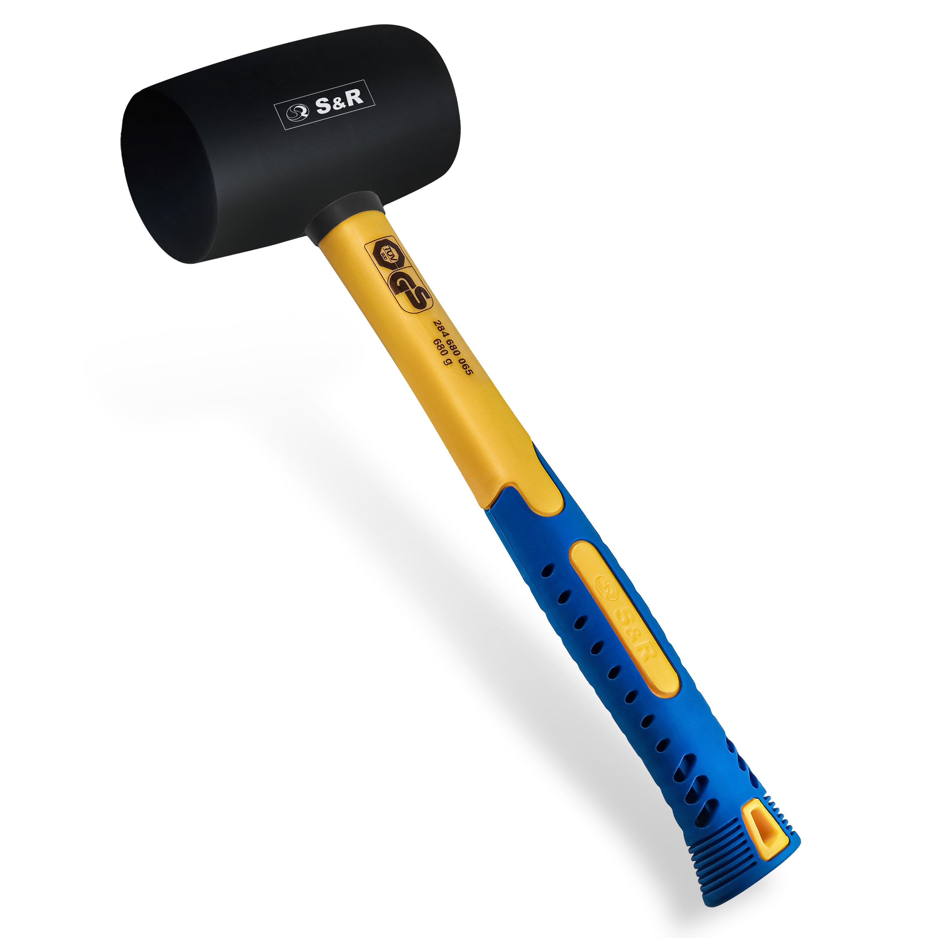 Gummihammer Schwarz 680 g aus Naturkautschuk mit stoßdämpfendem Fiberglasstiel