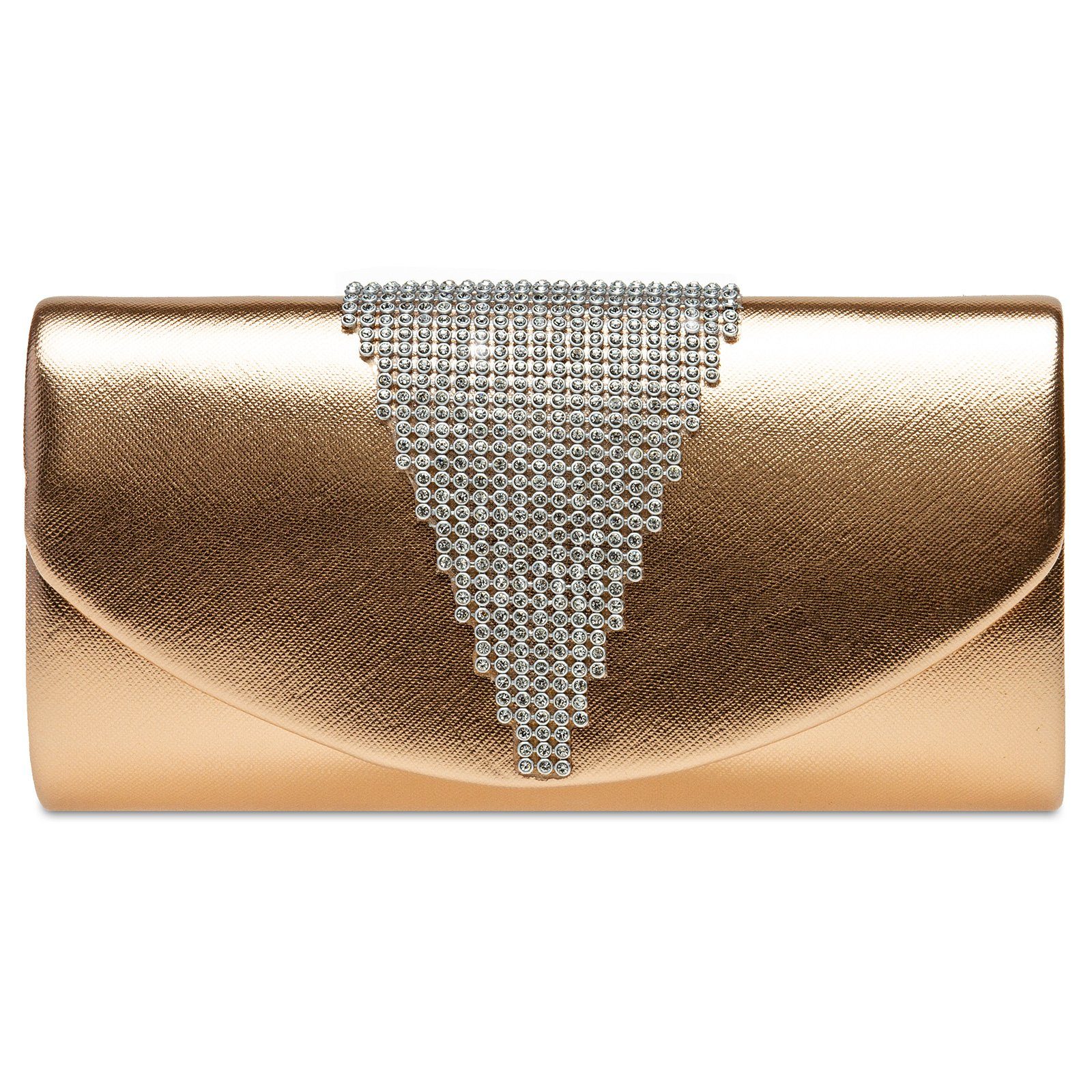 Caspar Clutch TA510 Damen Metallic Umhängetasche mit ausgefallenem Strass Dekor