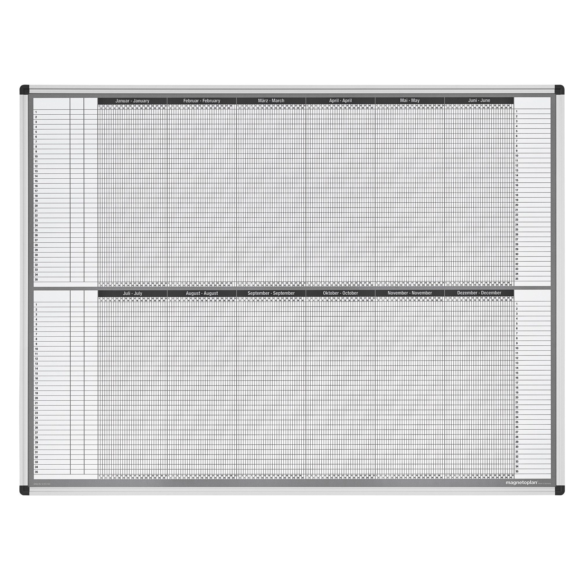 magnetoplan® Wandtafel Jahresplaner 1241212 S 121,5x91,5cm magnetisch +Zubehör