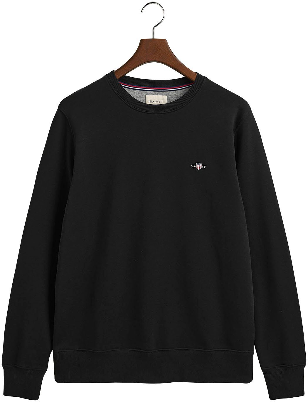 auf Logostickerei Sweatshirt black C-NECK mit Gant SHIELD der REG Brust SWEAT