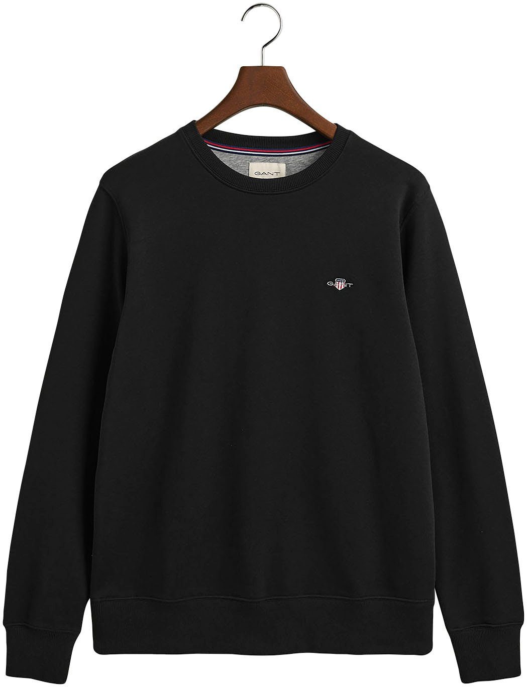 auf mit black Brust SHIELD REG C-NECK Sweatshirt der SWEAT Gant Logostickerei