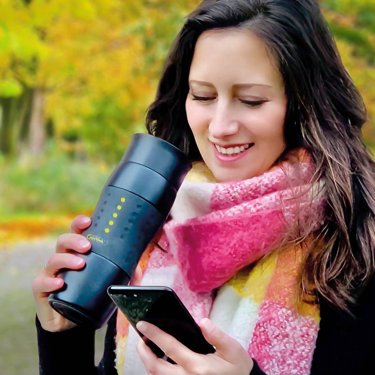 Creano Thermoflasche Thermobecher “Travel-Mug Grün” 420ml, abnehmbare Öffnung für einache Reinigung