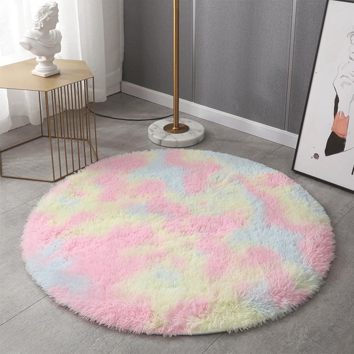 LuxusKollektion Hochflor-Teppich Runder Teppich Rainbow 60cm, rund, Höhe: 15 mm