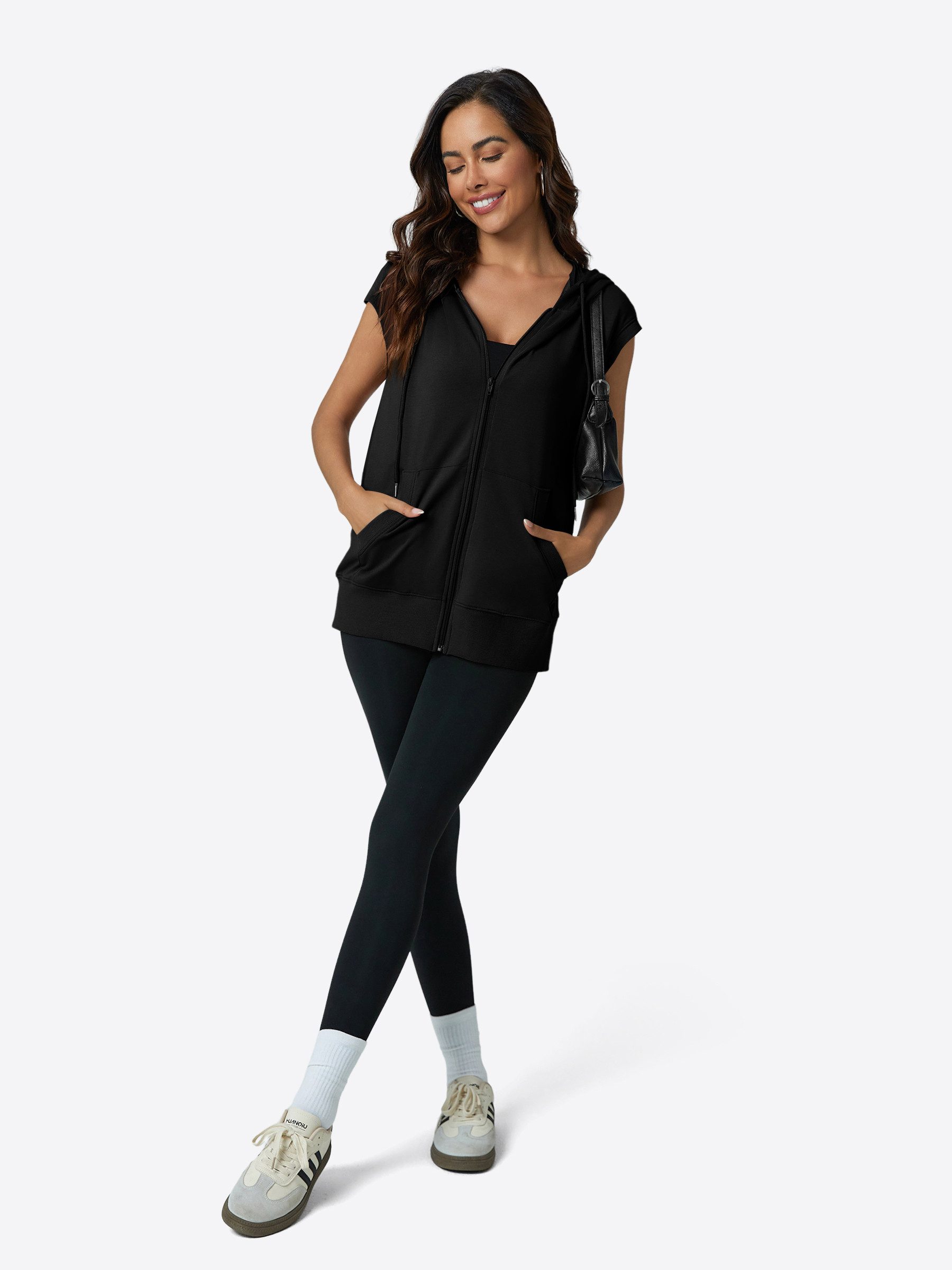 Imily Bela Kapuzenpullover Damen ärmelloses Sweatshirt mit Reißverschluss (Packung, 1-tlg., 1per-Pack) mit Kapuze