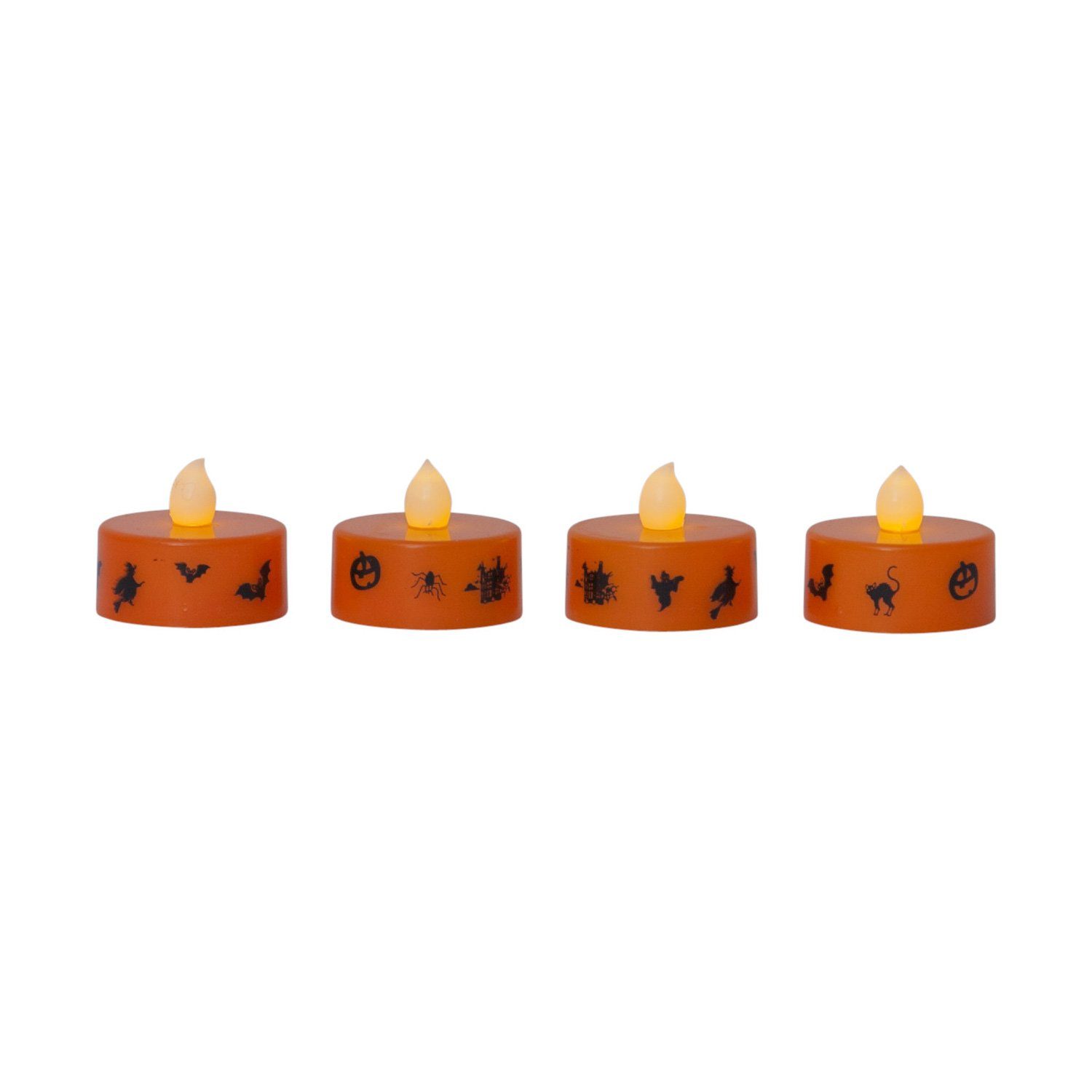 STAR TRADING LED-Kerze LED Teelichter Halloween D:4cm mit Batterien orange 4er Set (4-tlg)