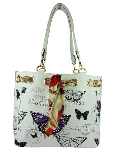 Taschen4life Shopper Damen Shoppertasche Butterfly - große moderne Schultertasche 5817, im casual Vintage Stil