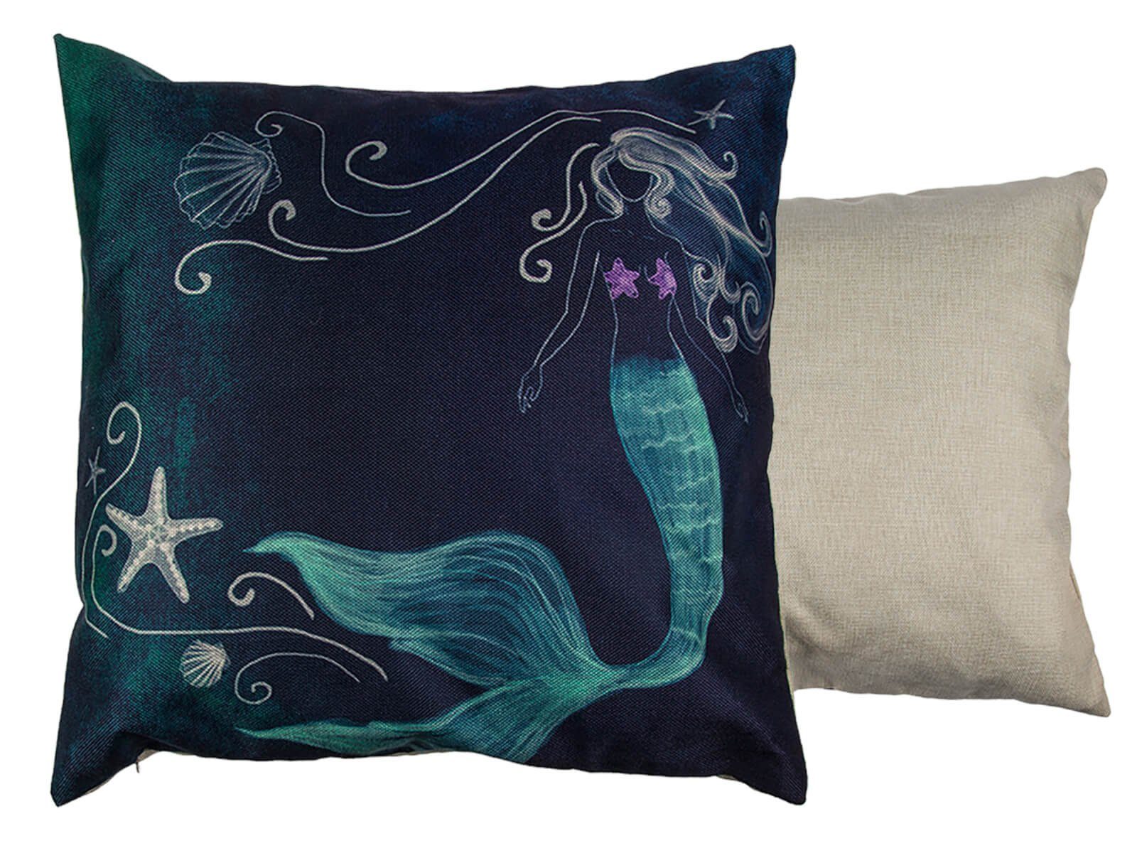 Out of the Blue Dekokissen Deko Sofa Kissen Meerjungfrau maritim Sofakissen 40x40cm Kissenbezug