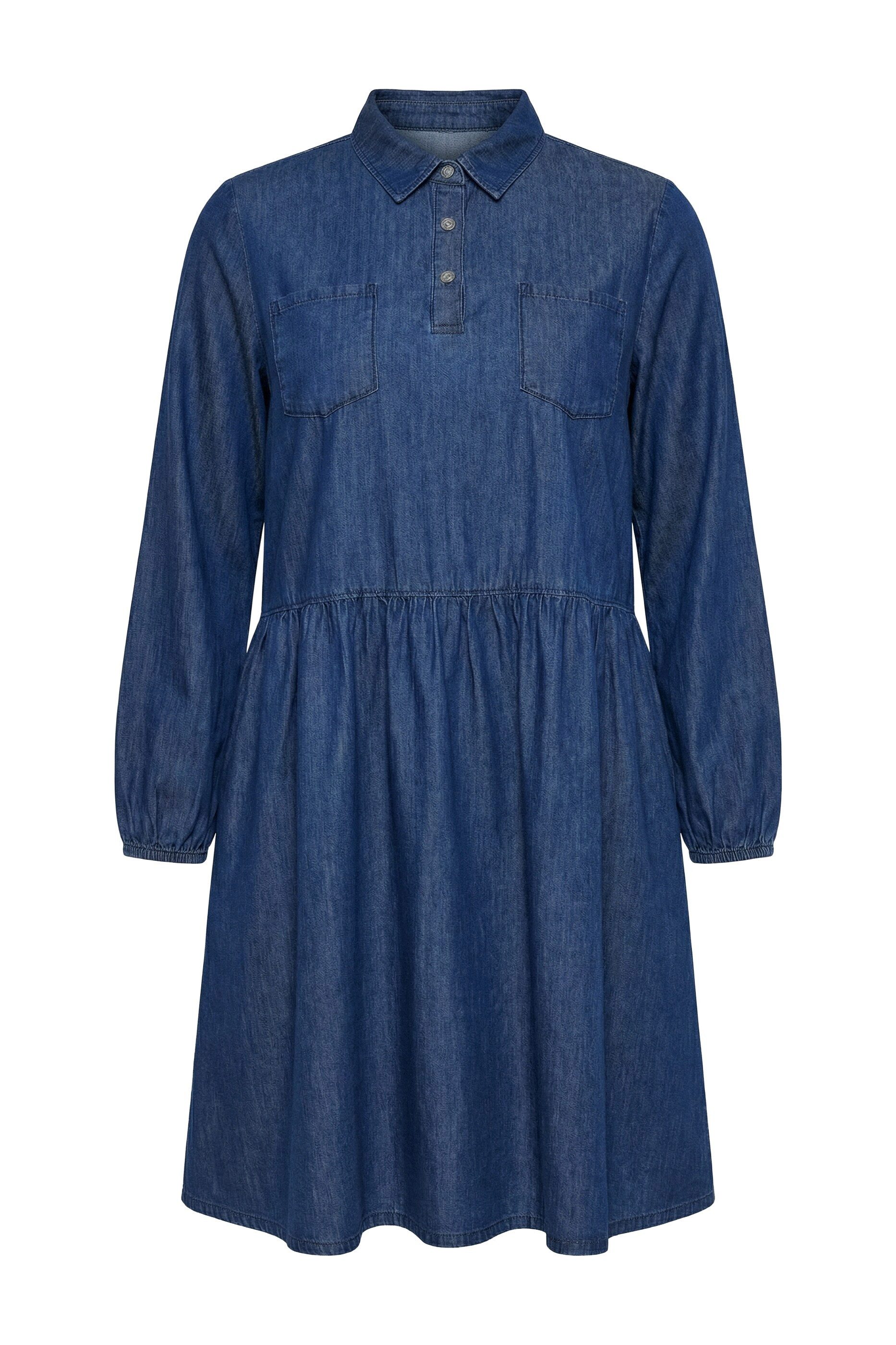 Ulla Popken Midikleid Jeanskleid A-Linie Hemdkragen Brusttaschen