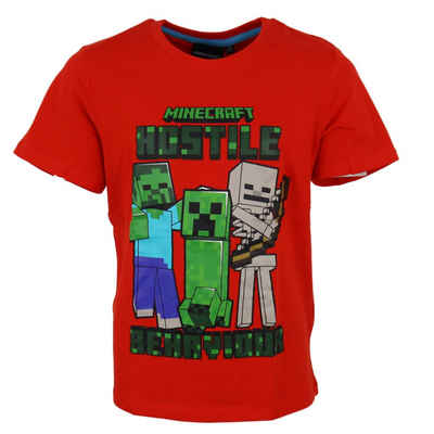 Minecraft T-Shirt »Red Creeper Zombie Kinder Shirt« Gr. 116 bis 152, Baumwolle, in Rot