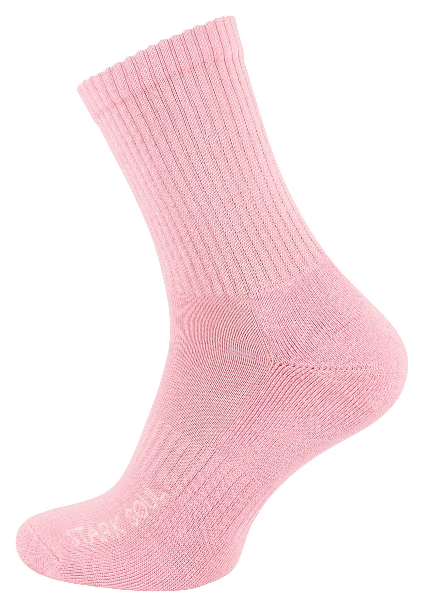 Stark Soul® Sportsocken Sportsocken mit Baumwolle Paar) flache Zehennaht, gepolsterte Frottee-Sohle Pink/Rosa/Grau FROTTEESOHLE, (6 gekämmte