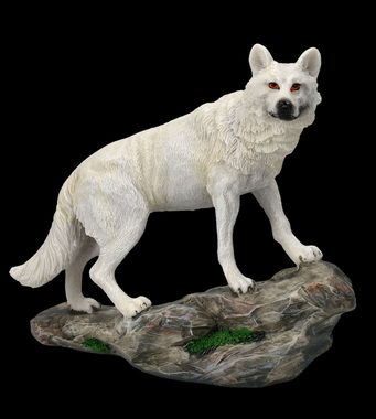 Figuren Shop GmbH Tierfigur Wolf Figur weiß - Der Beobachter - Dekofigur Tierfigur Wolffigur