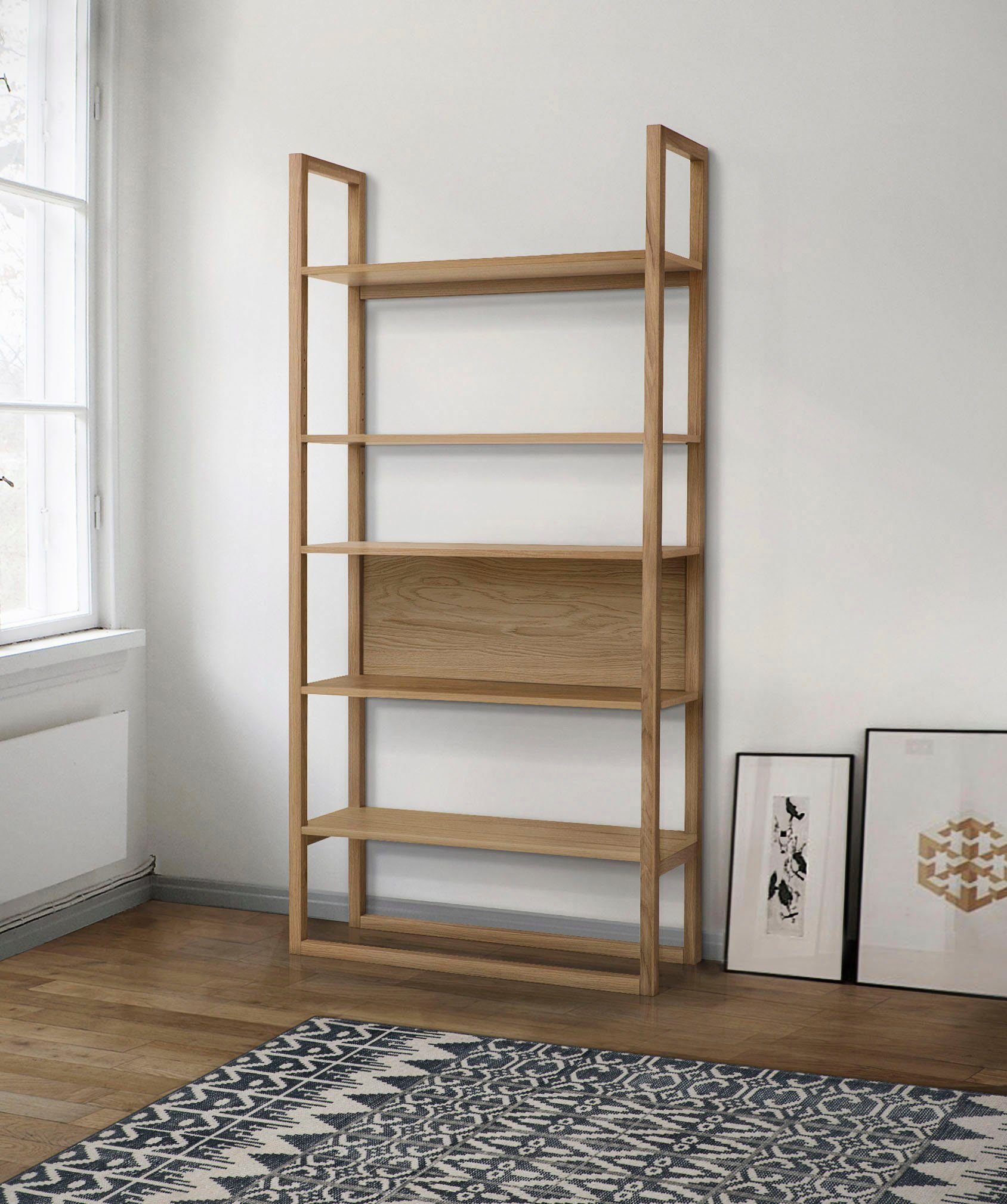 Woodman Bücherregal New Est, Regal, Standregal, im skandinavischen Design, Gestell aus massiver Eiche, FSC®