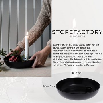 Storefactory Scandinavia Kerzenhalter Lidatorp XL Kerzenhalter, schwarz, Keramik, BxH 26 x 7 cm (1 St), Handgefertigt, daher ein Unikat
