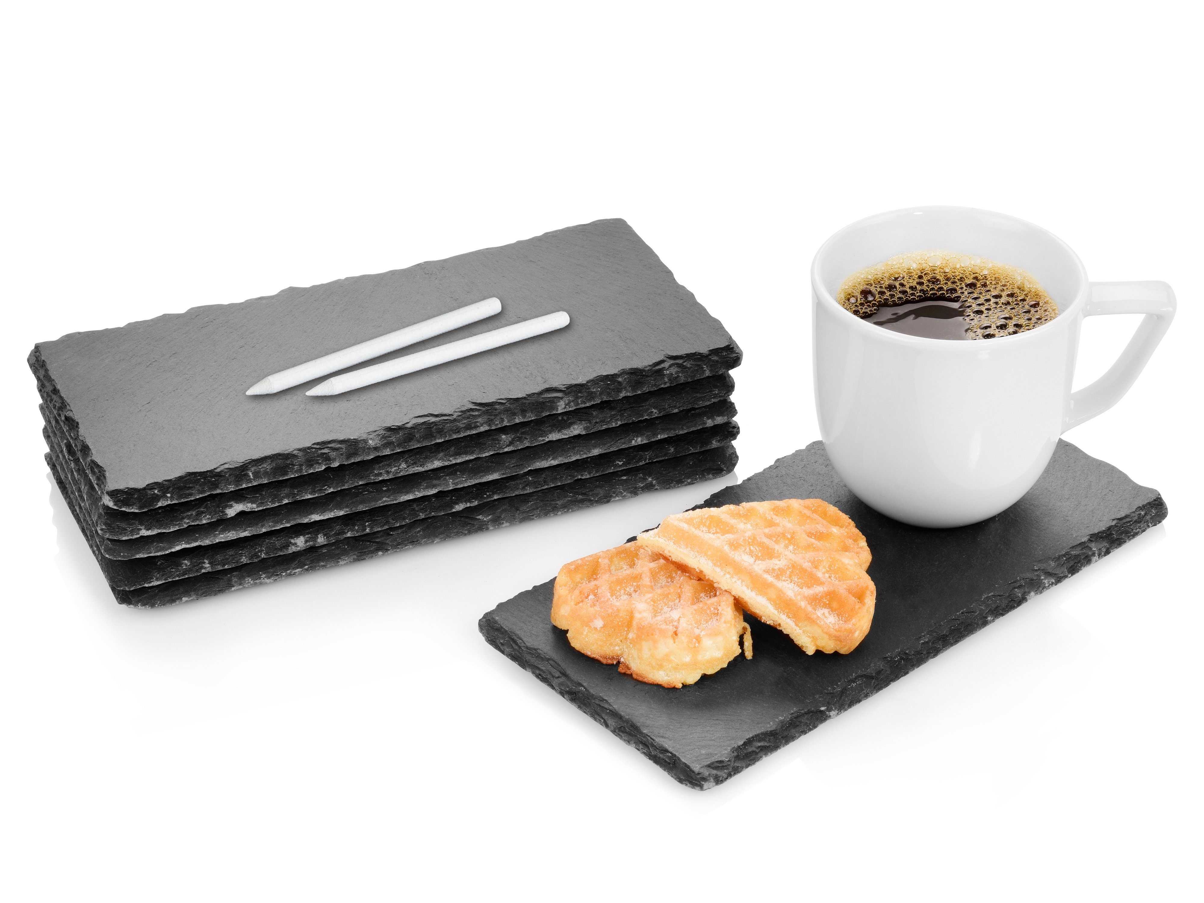 SÄNGER Servier-Set Biscuit, Schiefer, (Set, 6-tlg., Schieferplatten), 20x10 cm, lasiert, mit Kreide