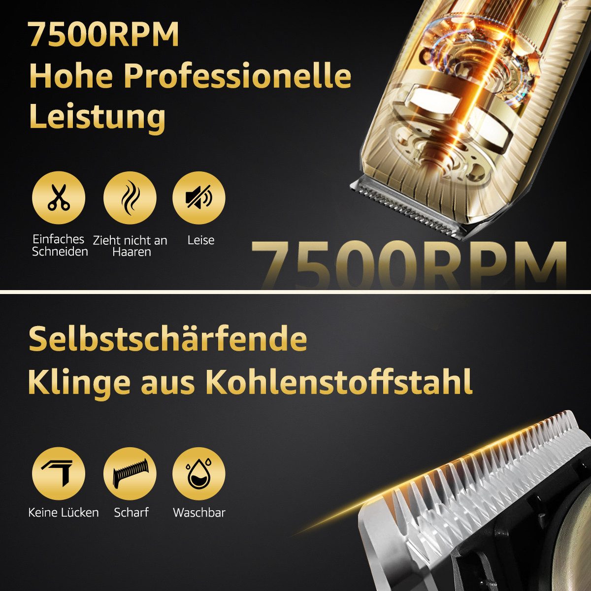 MCURO Haarschneider Haarschneidemaschine Profi Set 5-in-1 Barttrimmer Herren, Haar- und Bartschneider,Nasenhaartrimmer Präzisionstrimmer, Haarschneider mit 6 Be – Bild 4 von 5