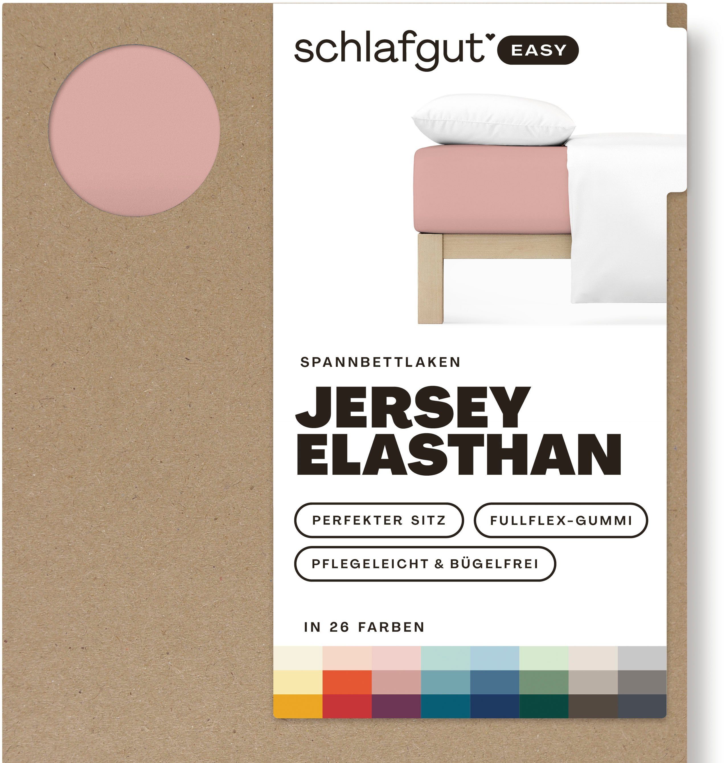 Schlafgut Spannbettlaken EASY JERSEY ELASTHAN Bettlaken, 170 g/m², 95% Baumwolle, 5% Elasthan, Jersey, Gummizug: rundum, (1 Stück), Spannbettlaken bis 30 cm Höh – Bild 2 von 5