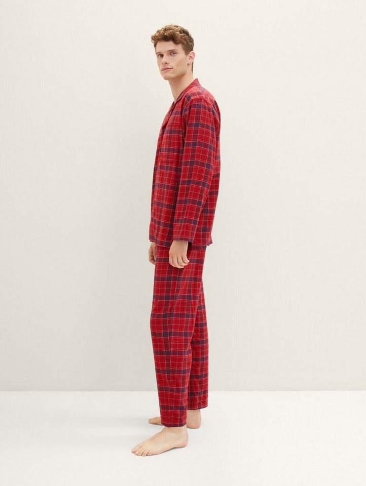 TOM TAILOR Schlafhose Pyjama mit Karomuster, Aus atmungsaktiver und weicher  Baumwolle