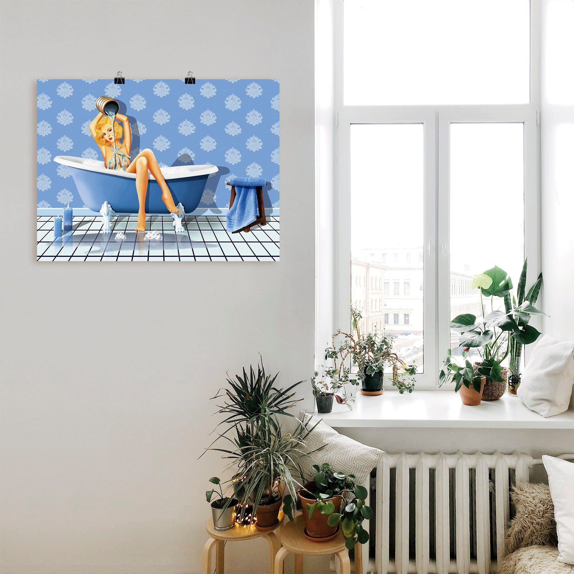 Alubild, in Leinwandbild, sexy St), Das oder (1 als versch. Größen Poster Badezimmer, Frau Wandaufkleber Artland Wandbild blaue