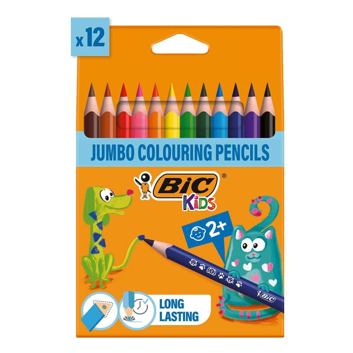 BIC Buntstift Kids - ECOlutions Evolution Triangle, (12-tlg), Schaft aus 50% Recyclingmaterial / holzfrei / extradicker Schaft