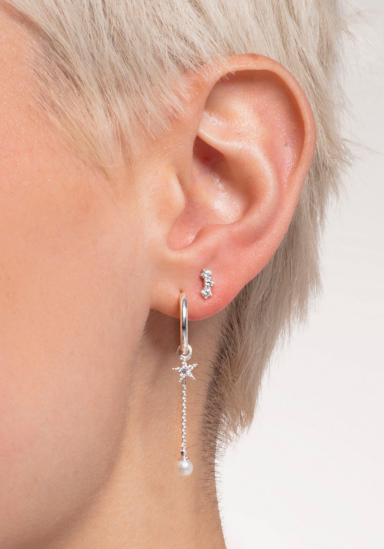 THOMAS SABO Single-Ohrstecker farbige oder weiße Steine, mit Glas-Keramik Stein, Korund (synth), Zirkonia (synth)